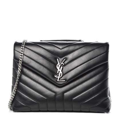 Saint Laurent Calfskin Y Quilted Monogram Medium Loulou Chain Satchel Black 1 of 9