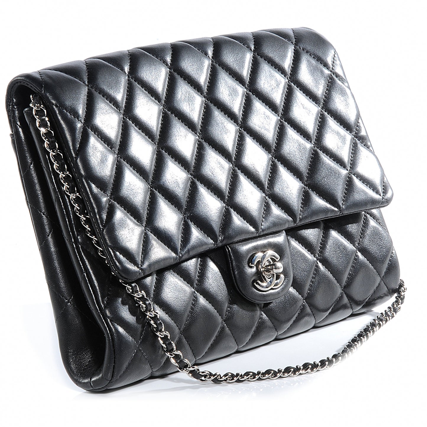 Lambskin Quilted Clutch Flap Black