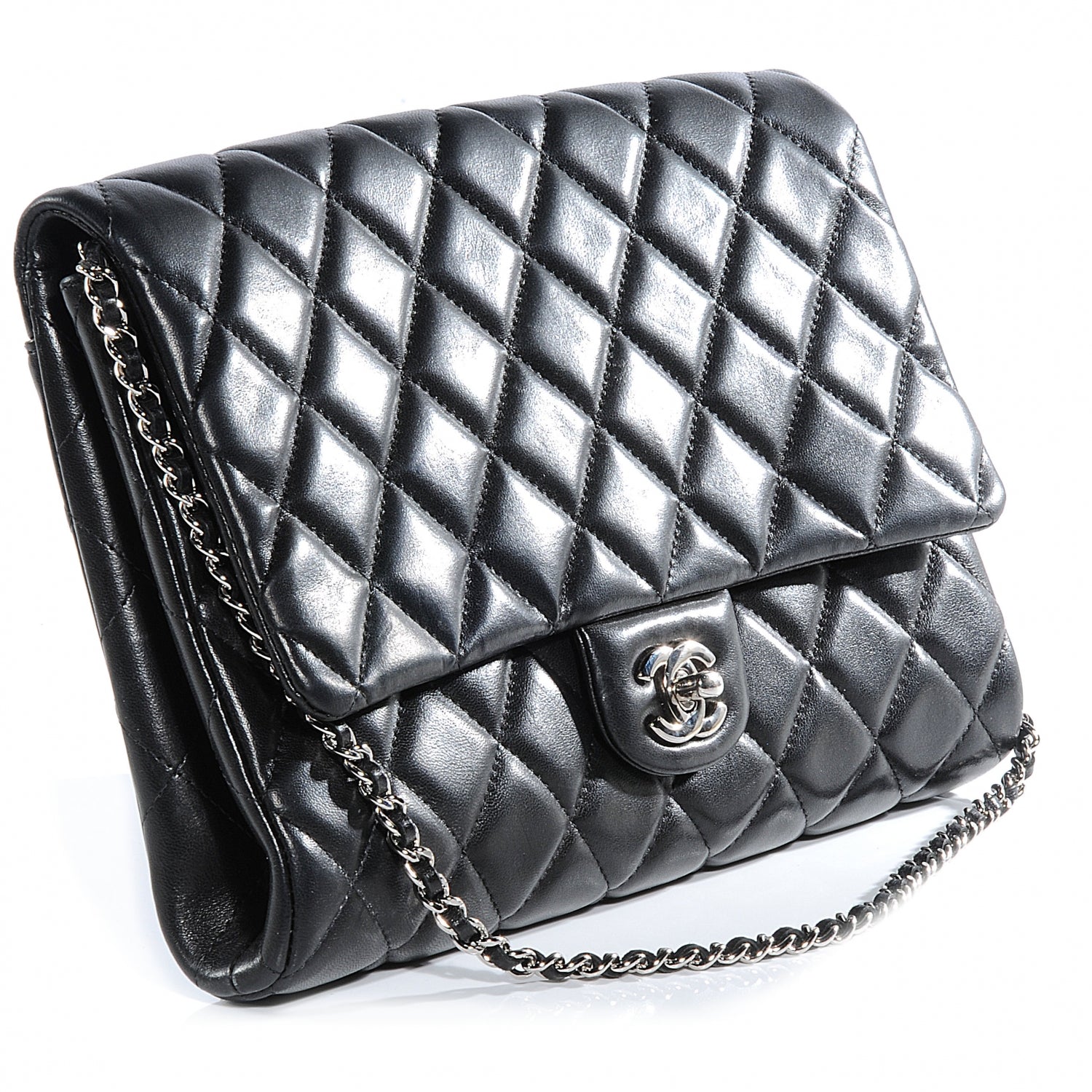 Chanel Lambskin Quilted Clutch Flap Black 6 of 9