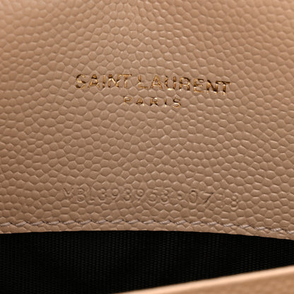 Saint Laurent Grain De Poudre Matelasse Chevron Monogram Envelope Chain Wallet Nude Powder 7 of 12