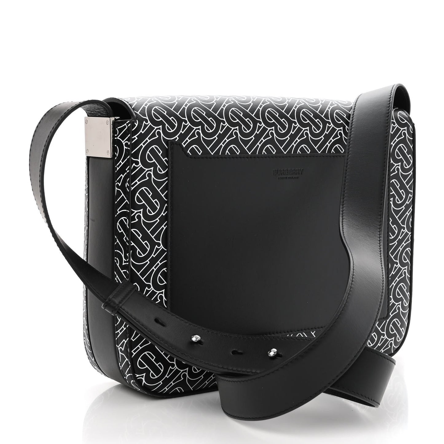 Calfskin Monogram TB Print Messenger Bag Black White