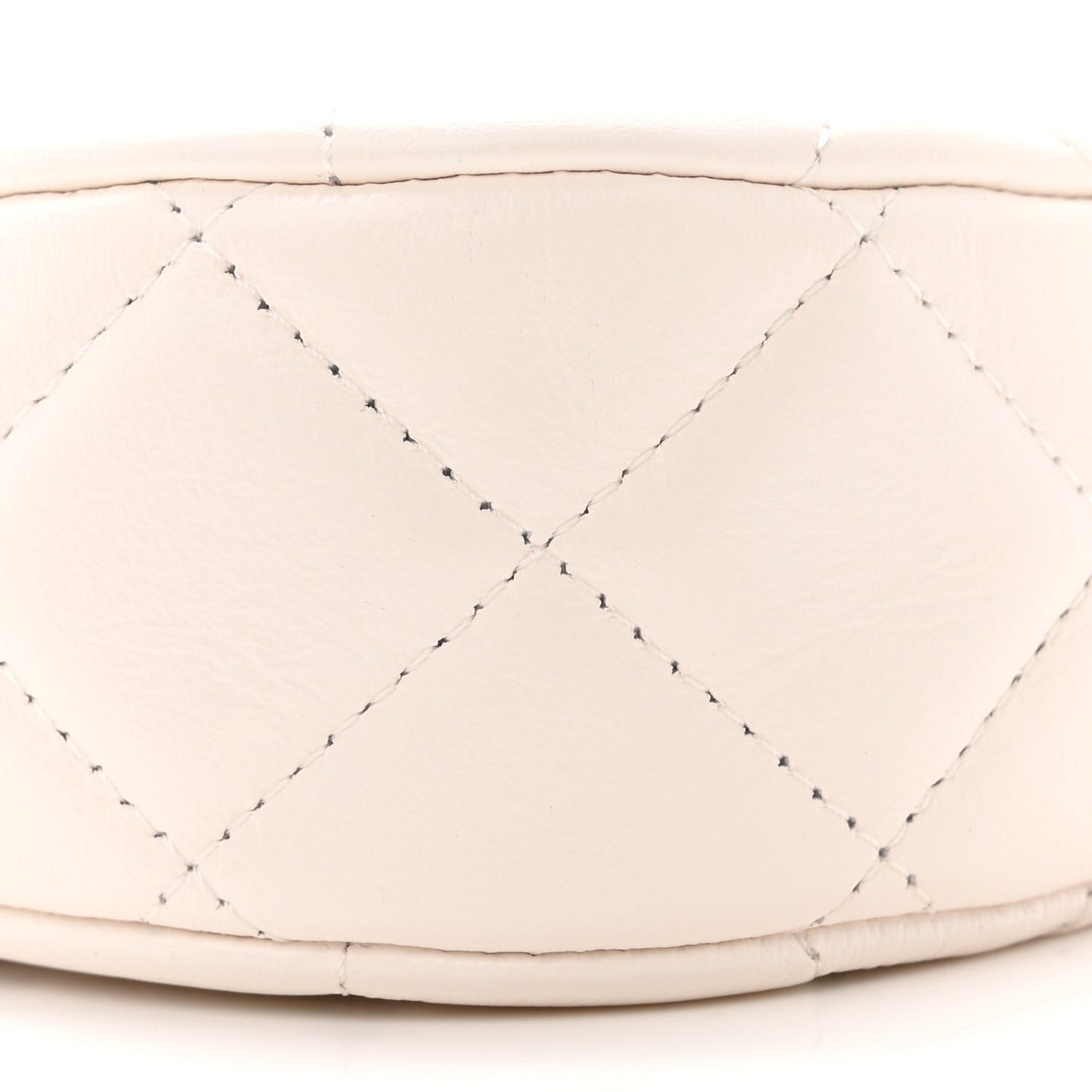 Crumpled Calfskin Quilted Braided CC Small Hobo White