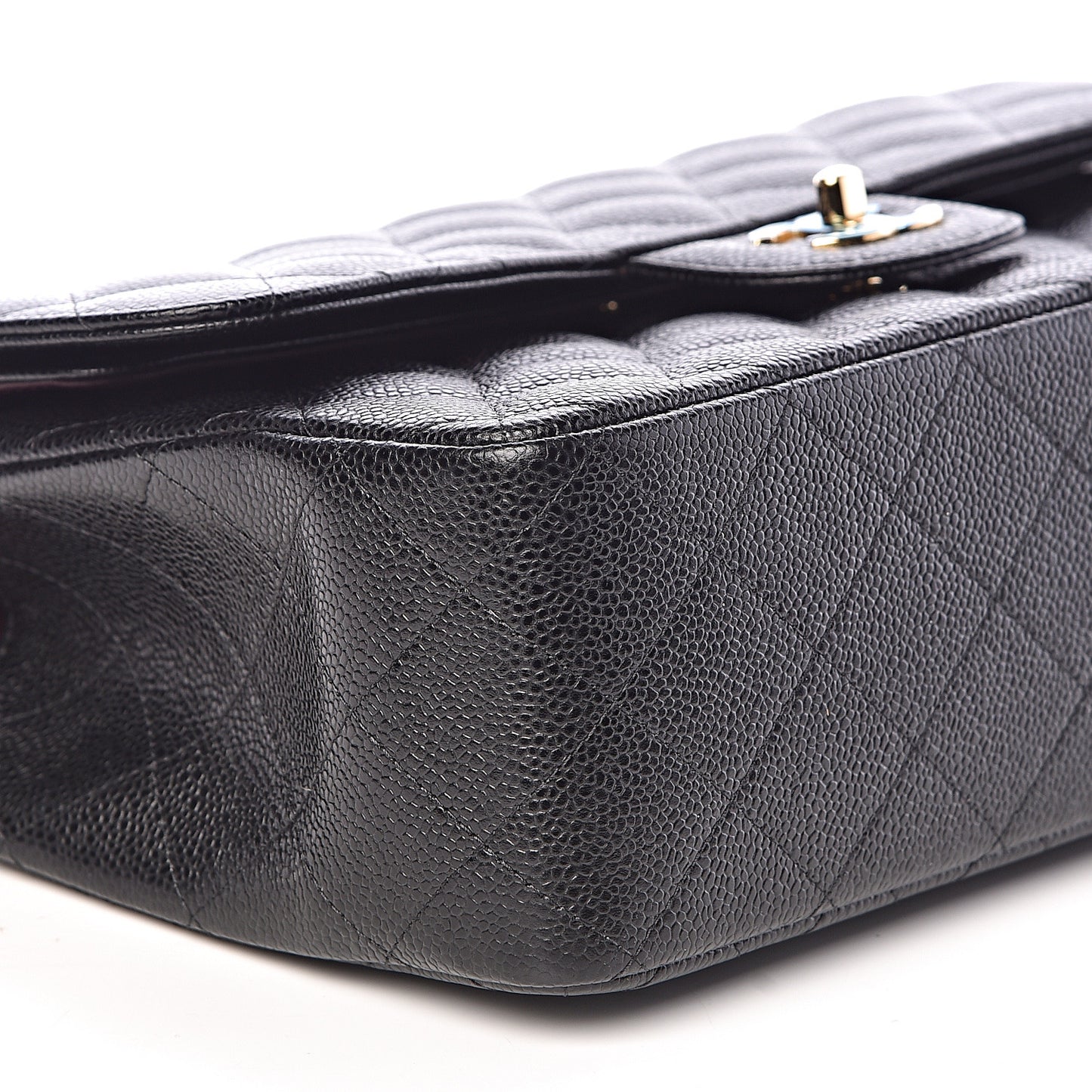 Caviar Quilted Jumbo Double Flap Black