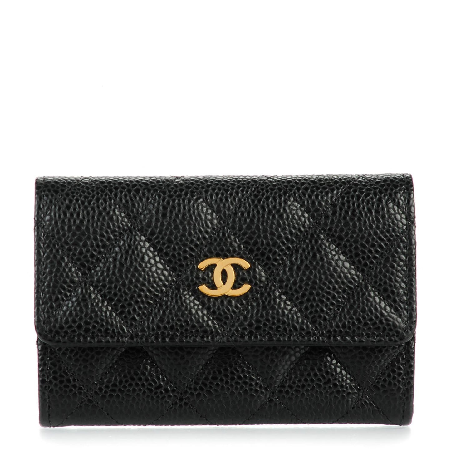 Caviar Quilted Card Holder Black