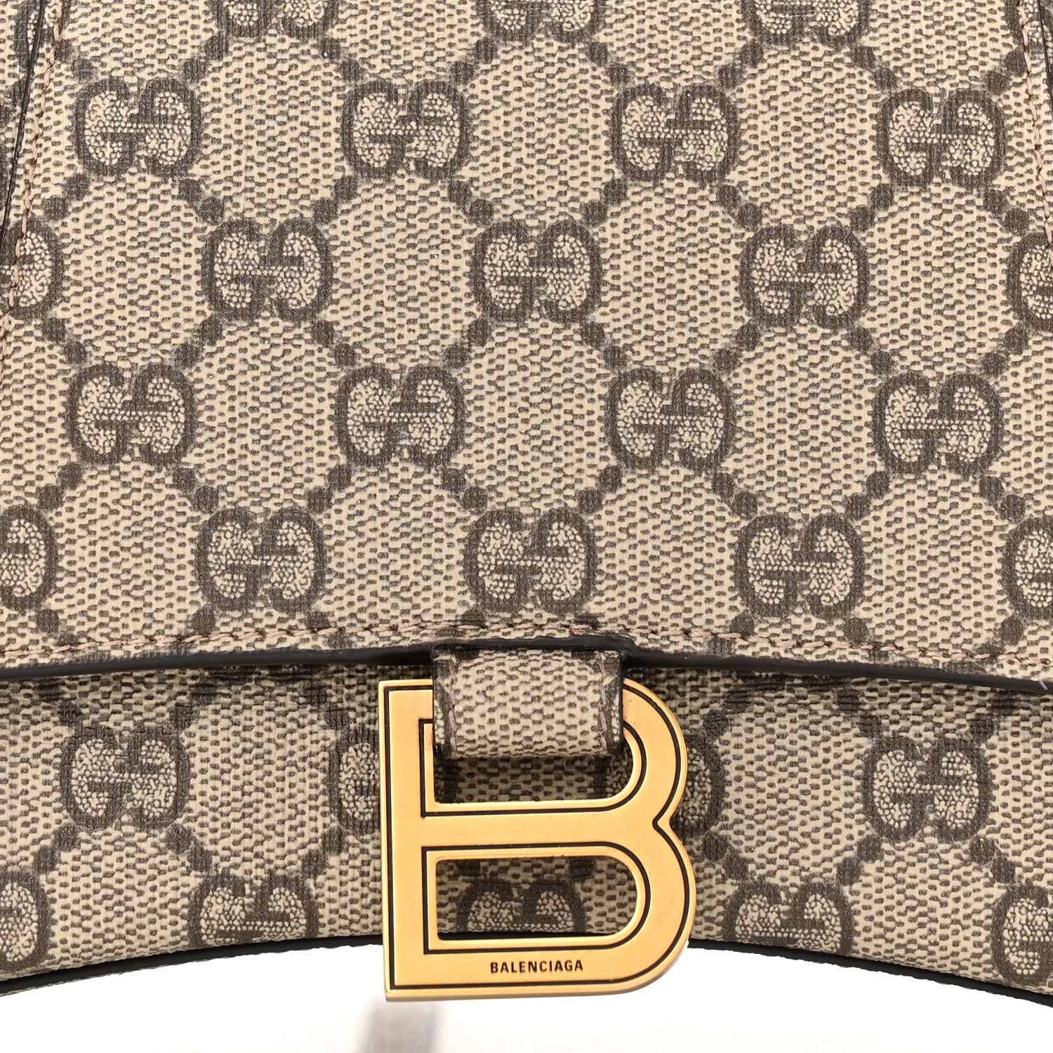 Balenciaga X GUCCI GG Supreme Monogram Small Hourglass Top Handle Bag Beige Ebony 8 of 10
