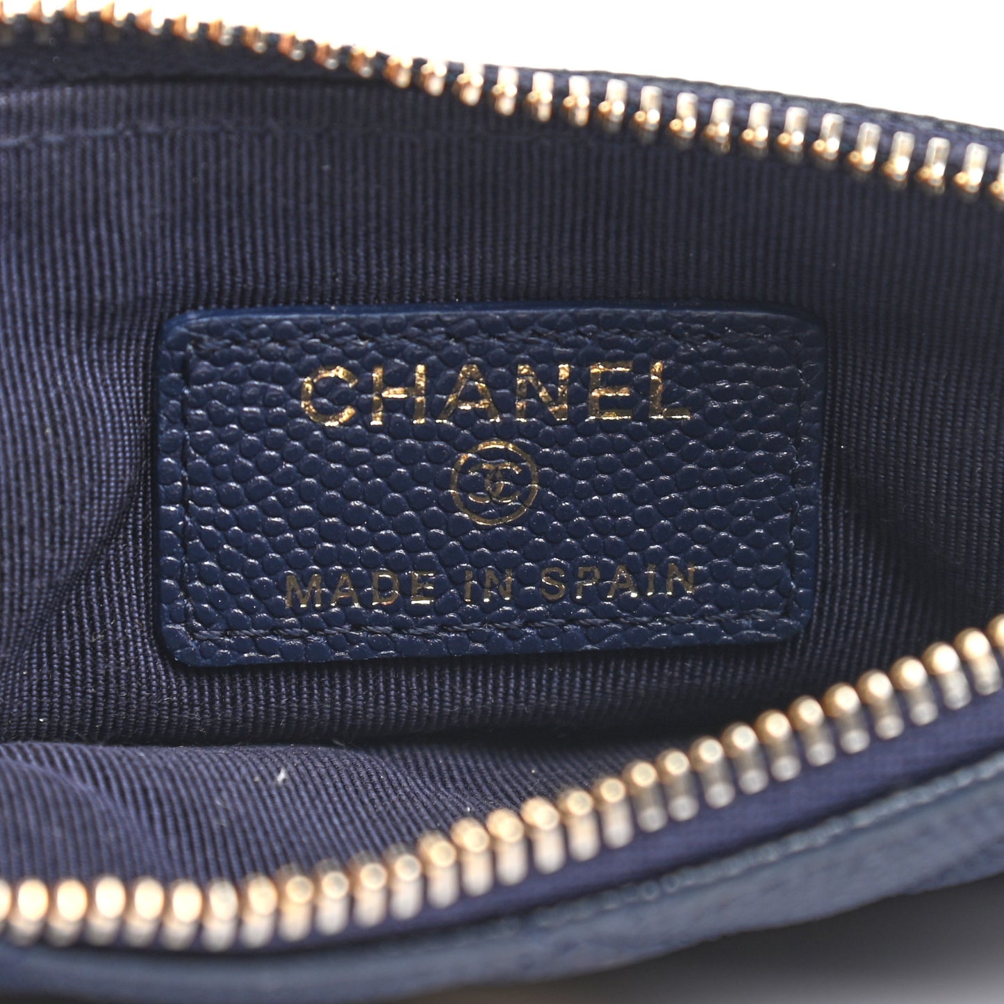 Caviar Quilted Small Cosmetic Case Navy