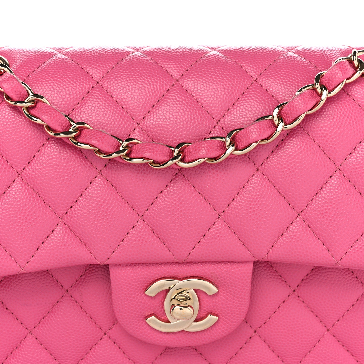 Caviar Quilted Small Double Flap Pink