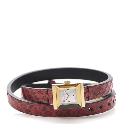 Gucci Stainless Steel Lizard Mother of Pearl 14mm G-Frame Square Double Wrap Quartz Watch 3 of 7