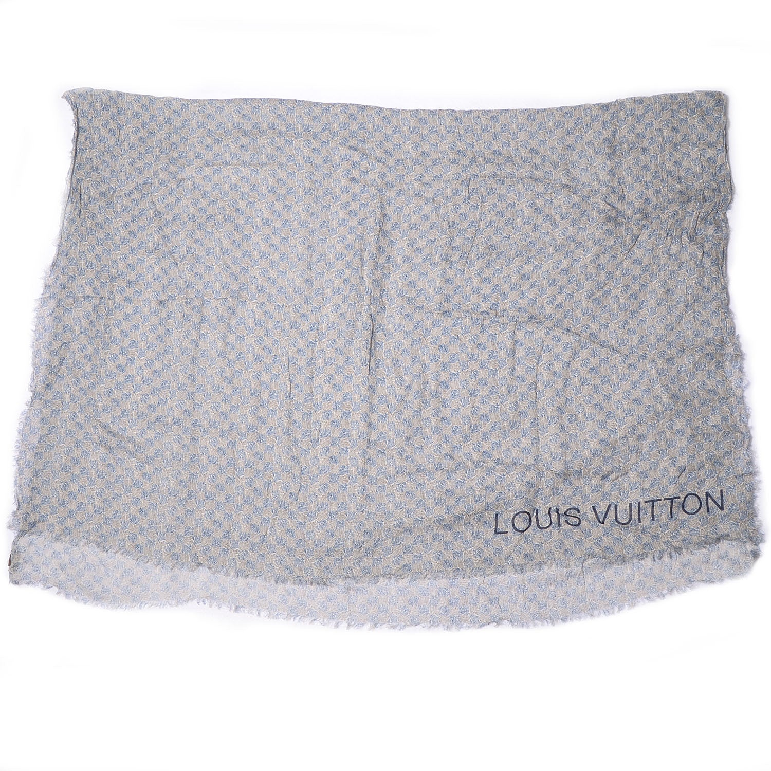 Louis Vuitton Cotton Linen Etole Damier Palm Stole Blue 4 of 6