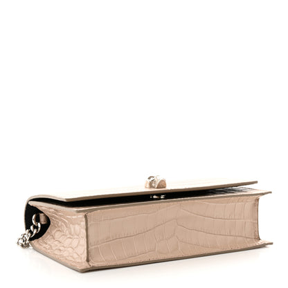 Alexander McQueen Calfskin Crocodile Embossed Skull Mini Crossbody Bag Beige 4 of 11