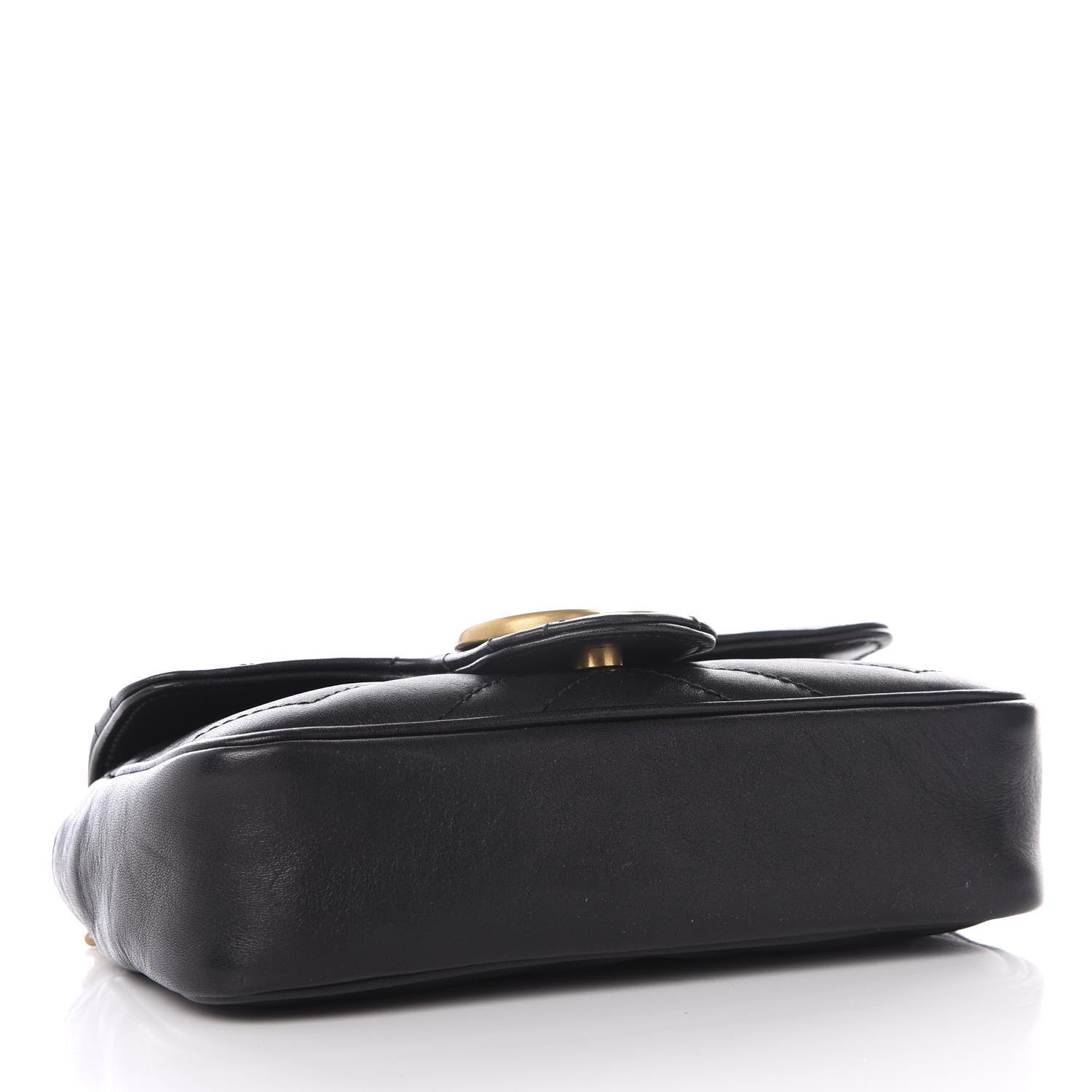 Gucci Calfskin Matelasse Super Mini GG Marmont Shoulder Bag Black 3 of 9