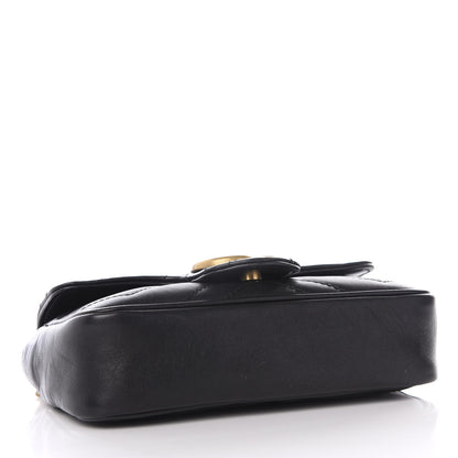 Gucci Calfskin Matelasse Super Mini GG Marmont Shoulder Bag Black 3 of 9