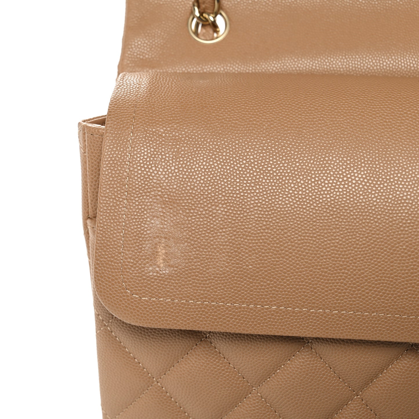 Caviar Quilted Maxi Double Flap Dark Beige