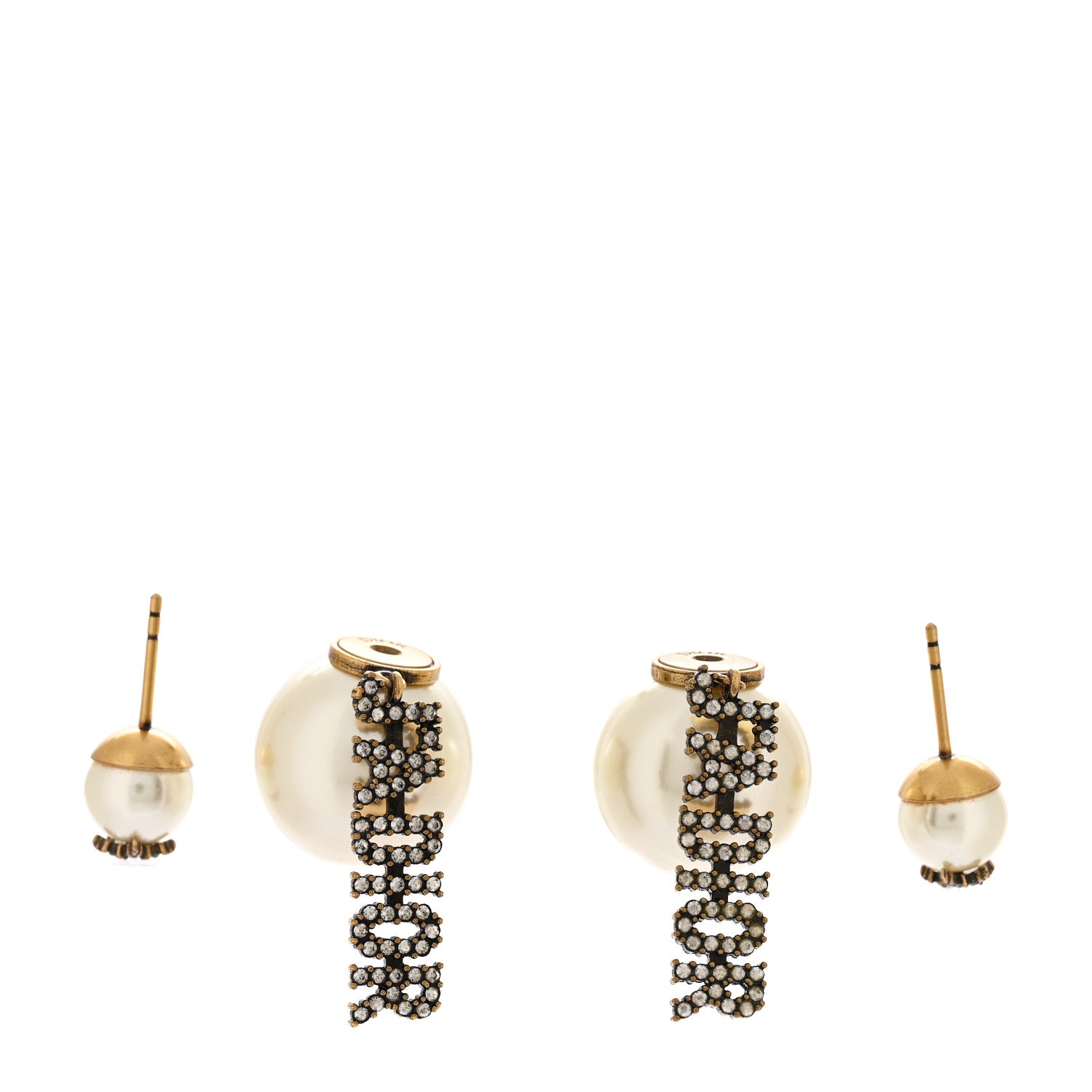 Christian Dior Pearl Crystal J'Adior Tribales Earrings Antique Gold 3 of 4