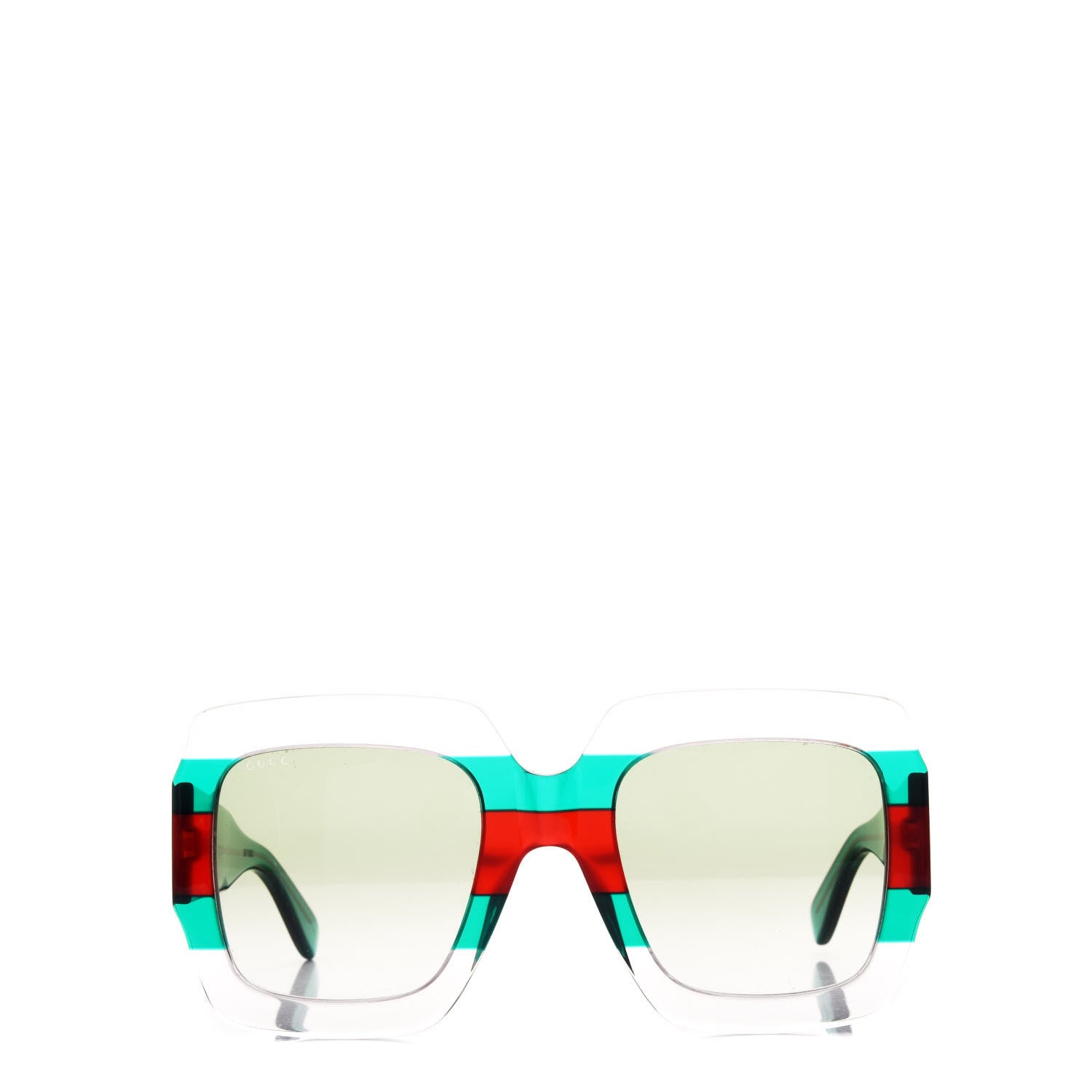 Gucci Square Web Frame GG0178S Sunglasses Green Red 2 of 10