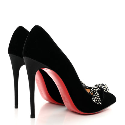 Christian Louboutin Velvet Madame Menule Bow 100 Pumps 37.5 Black 4 of 8