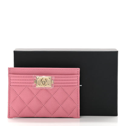 Chanel Caviar Quilted Boy Card Holder Pink 9 of 9