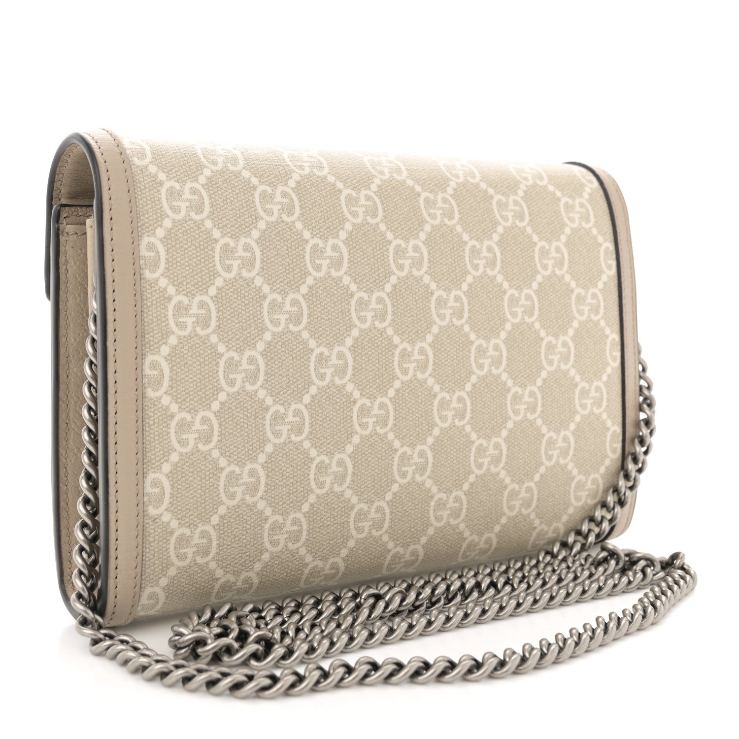 Gucci GG Supreme Monogram Textured Dollar Calfskin Mini Dionysus Chain Wallet Beige Mystic White Oatmeal 3 of 14