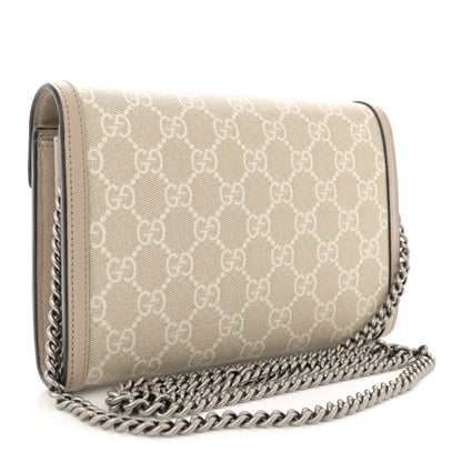 Gucci GG Supreme Monogram Textured Dollar Calfskin Mini Dionysus Chain Wallet Beige Mystic White Oatmeal 3 of 14