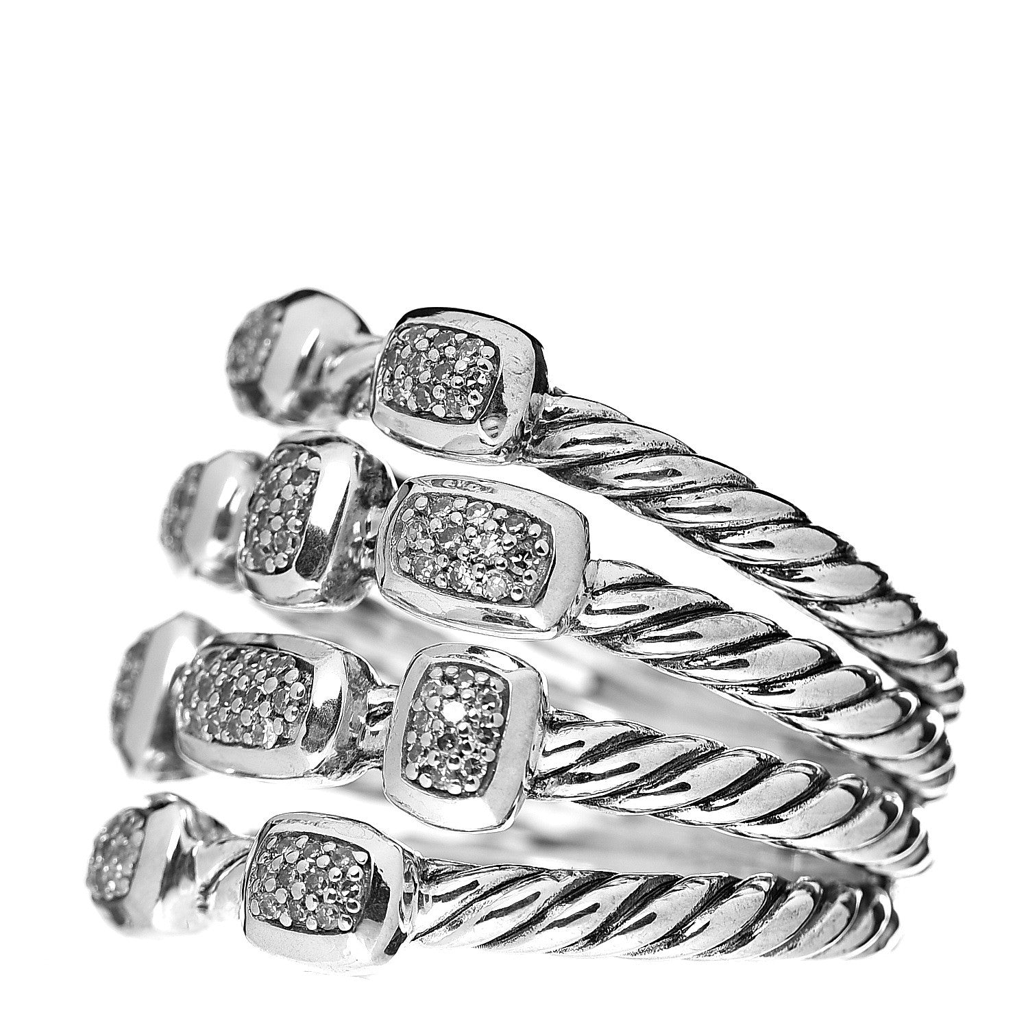 David Yurman Sterling Silver Diamond Confetti 4 Row Ring 54 7 3 of 6