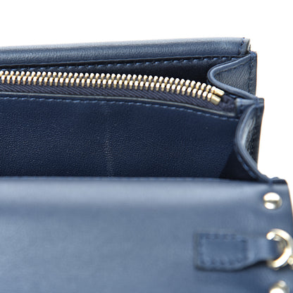 Valentino Garavani Vitello Rockstud Wallet on Chain Navy 9 of 9