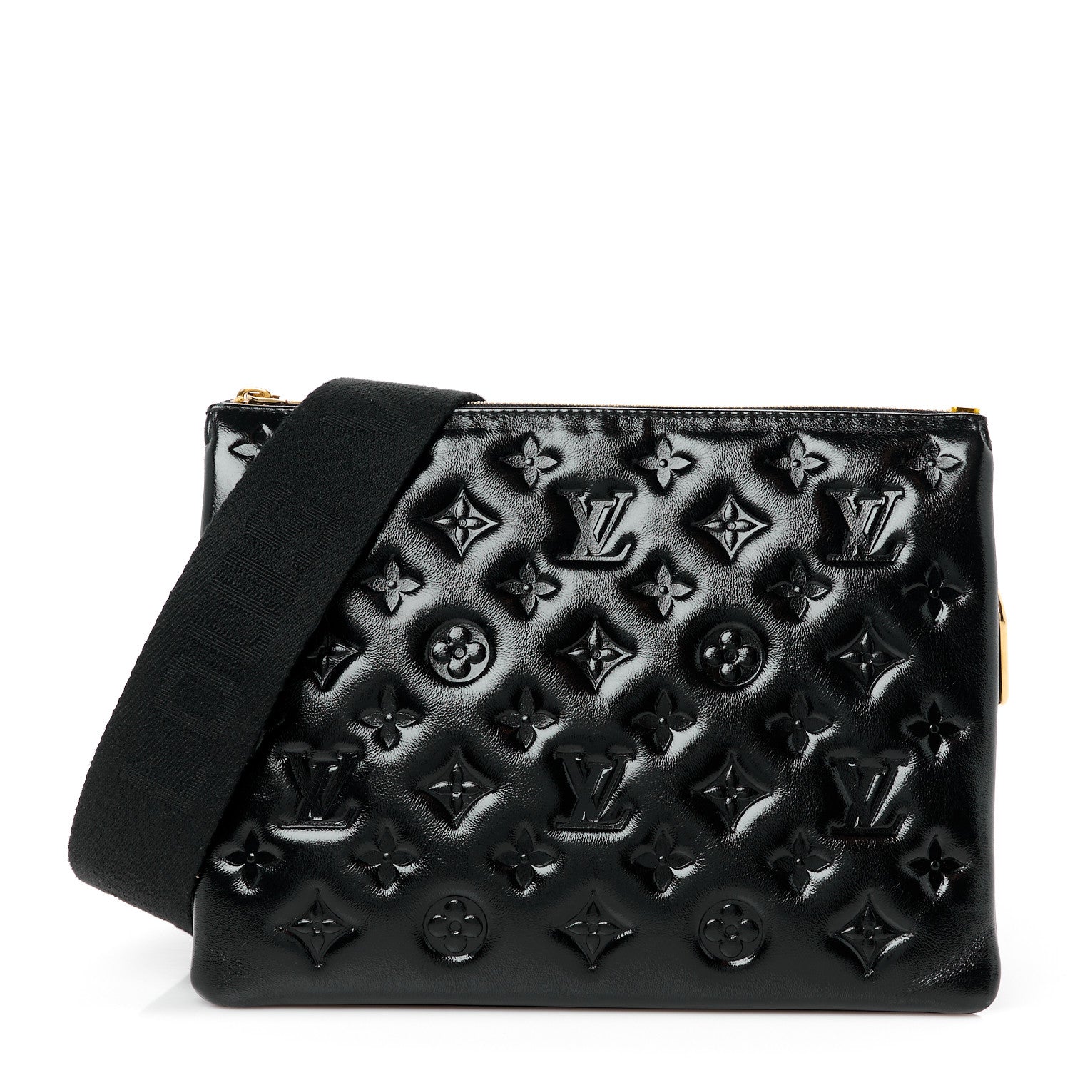 Louis Vuitton Glazed Lambskin Embossed Monogram Coussin PM Black 1 of 10