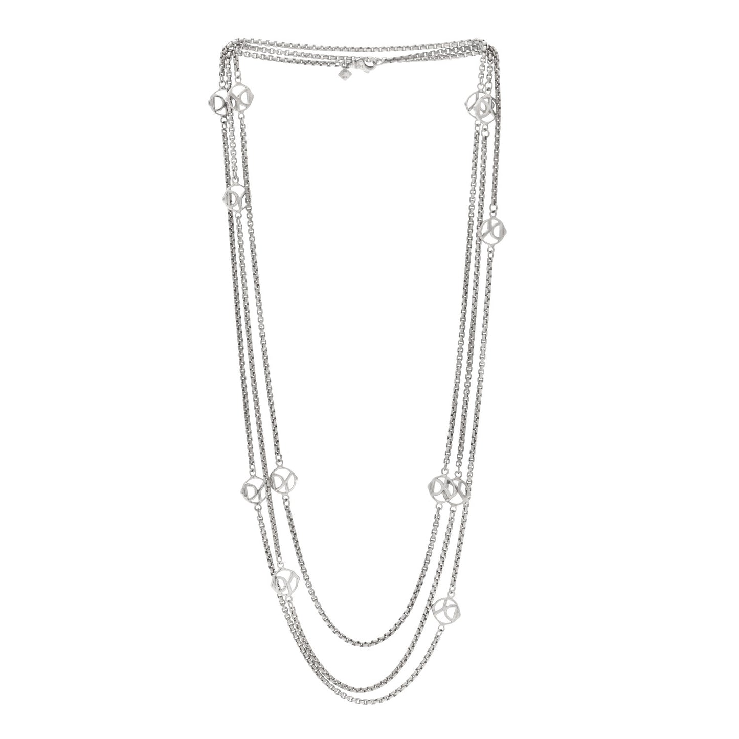Sterling Silver Logo Station Necklace 74"
