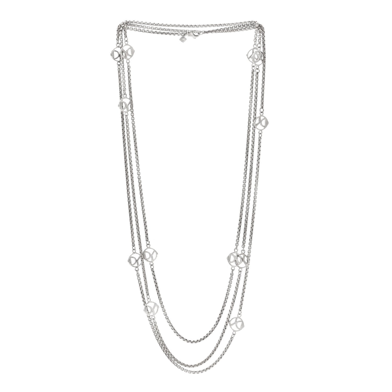 David Yurman Sterling Silver Logo Station Necklace 74" 3 of 4