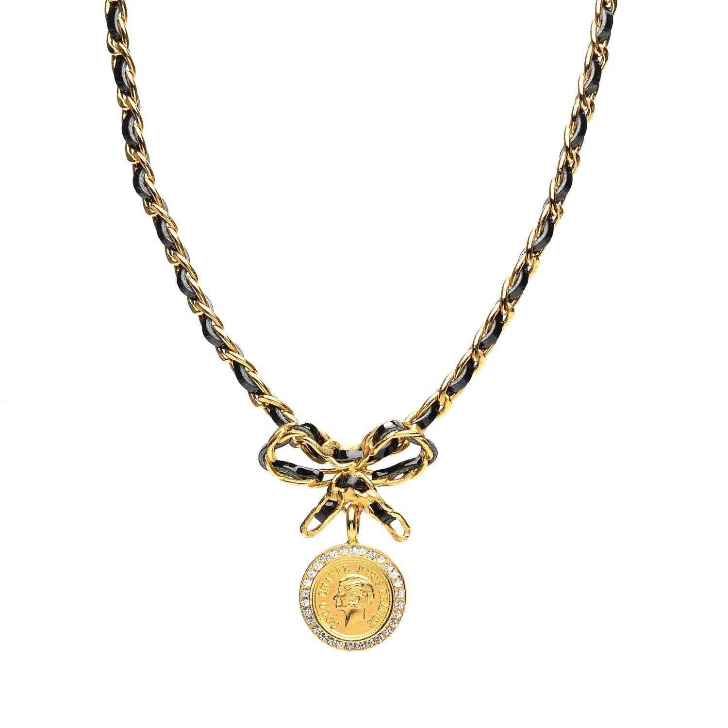 Chanel Medallion Choker Chain Necklace Gold 3 of 6
