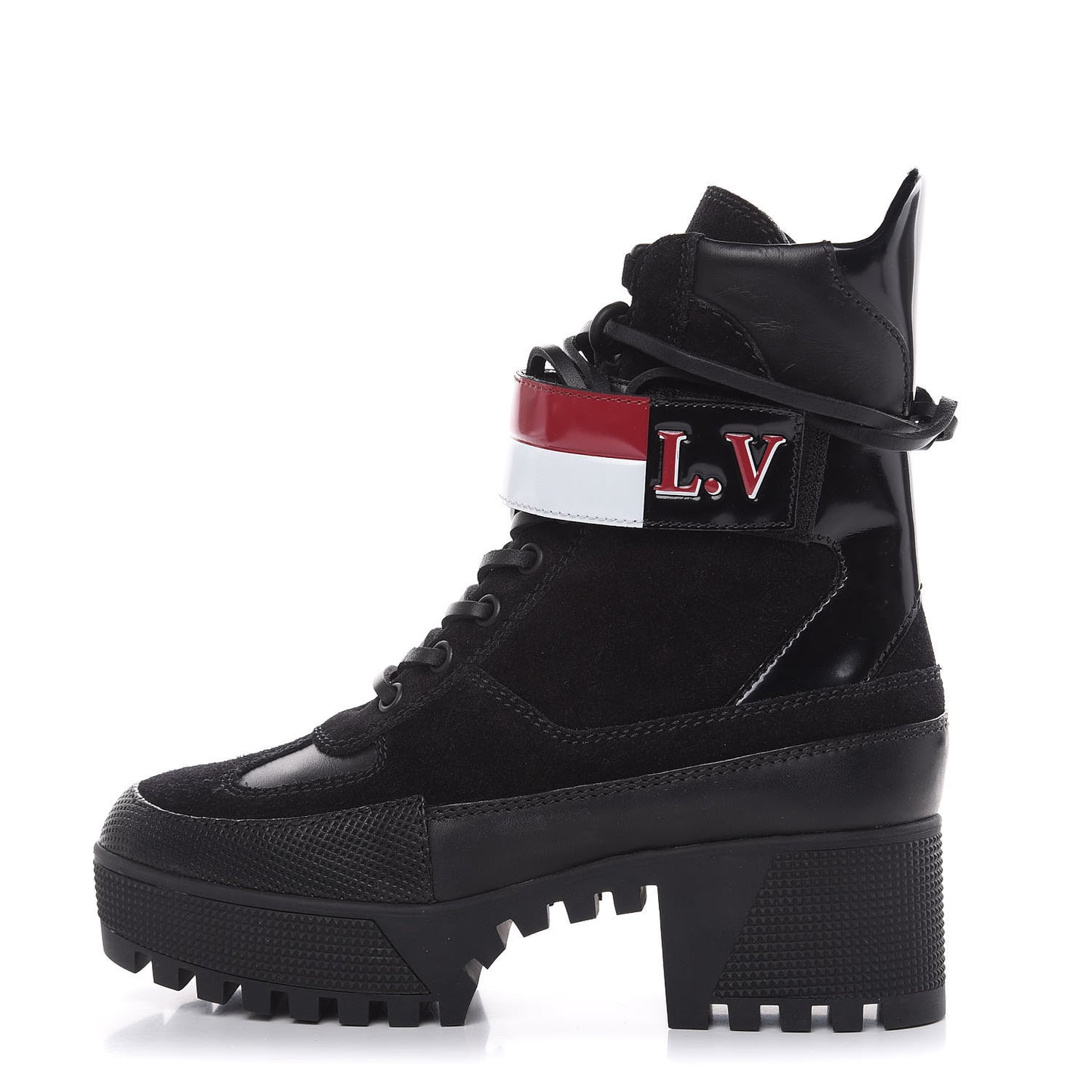 Suede Calfskin Laureate Platform Desert Boots 35 Black