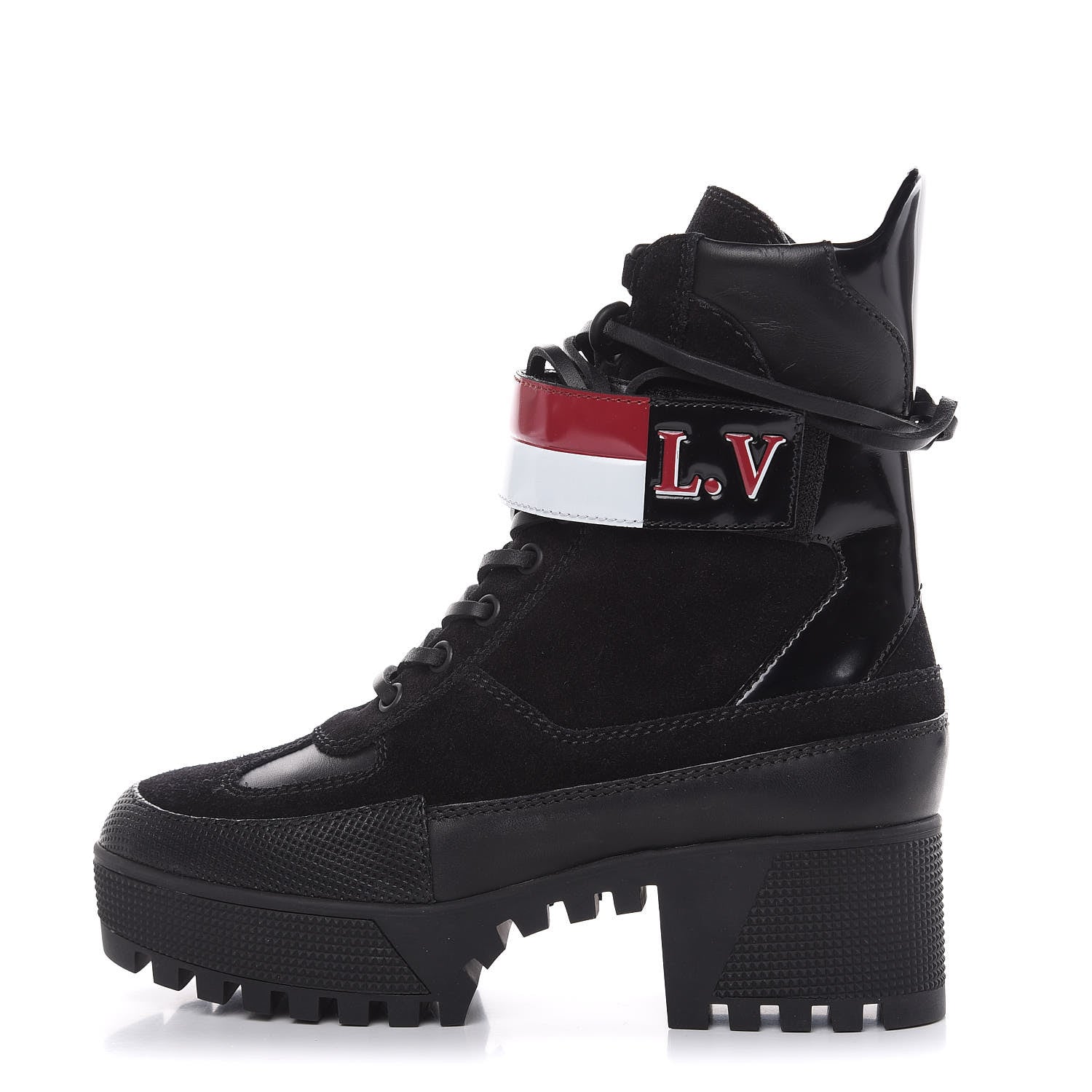 Louis Vuitton Suede Calfskin Laureate Platform Desert Boots 35 Black 1 of 8