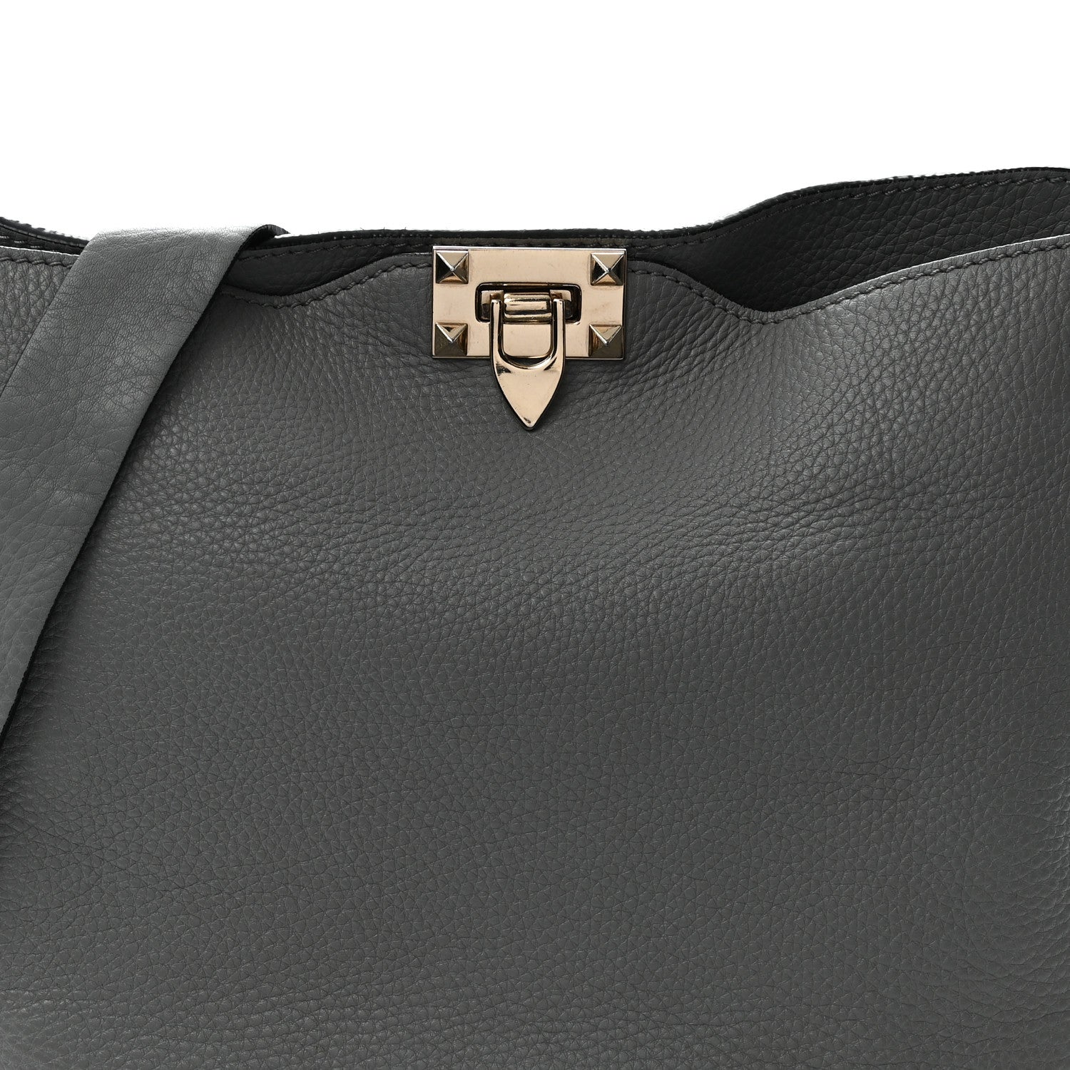 Valentino Garavani Pebbled Calfskin Small Rockstud Flip-Lock Messenger Bag Light Stone 7 of 11