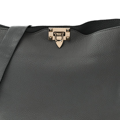 Valentino Garavani Pebbled Calfskin Small Rockstud Flip-Lock Messenger Bag Light Stone 7 of 11