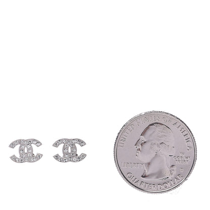 Chanel Crystal Mini Timeless CC Earrings Silver 2 of 4