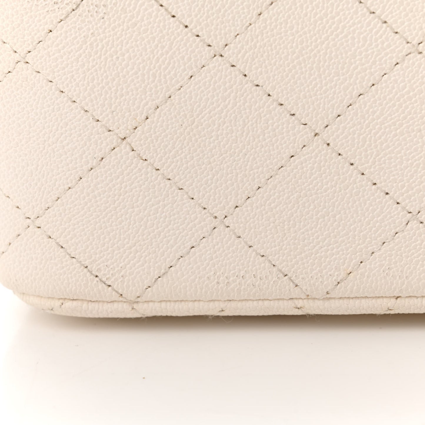 Caviar Quilted Mini Top Handle Rectangular Flap White