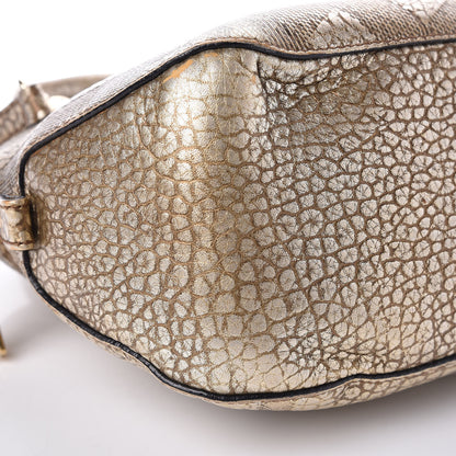 Burberry Metallic Heritage Grain Check Embossed Small Orchard Bowling Bag Gold 16 of 21
