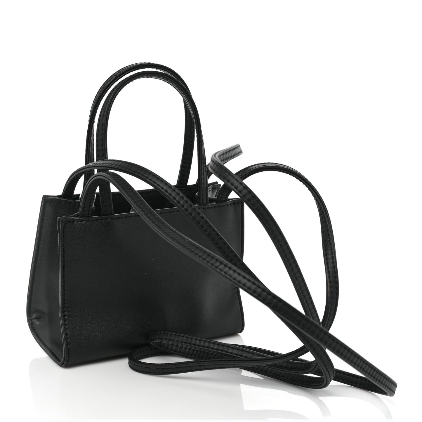 Vegan Leather Small Shopping Bag Black
