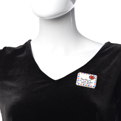 Chanel Resin Pearl Letter Brooch Black White Blue Red 2 of 5