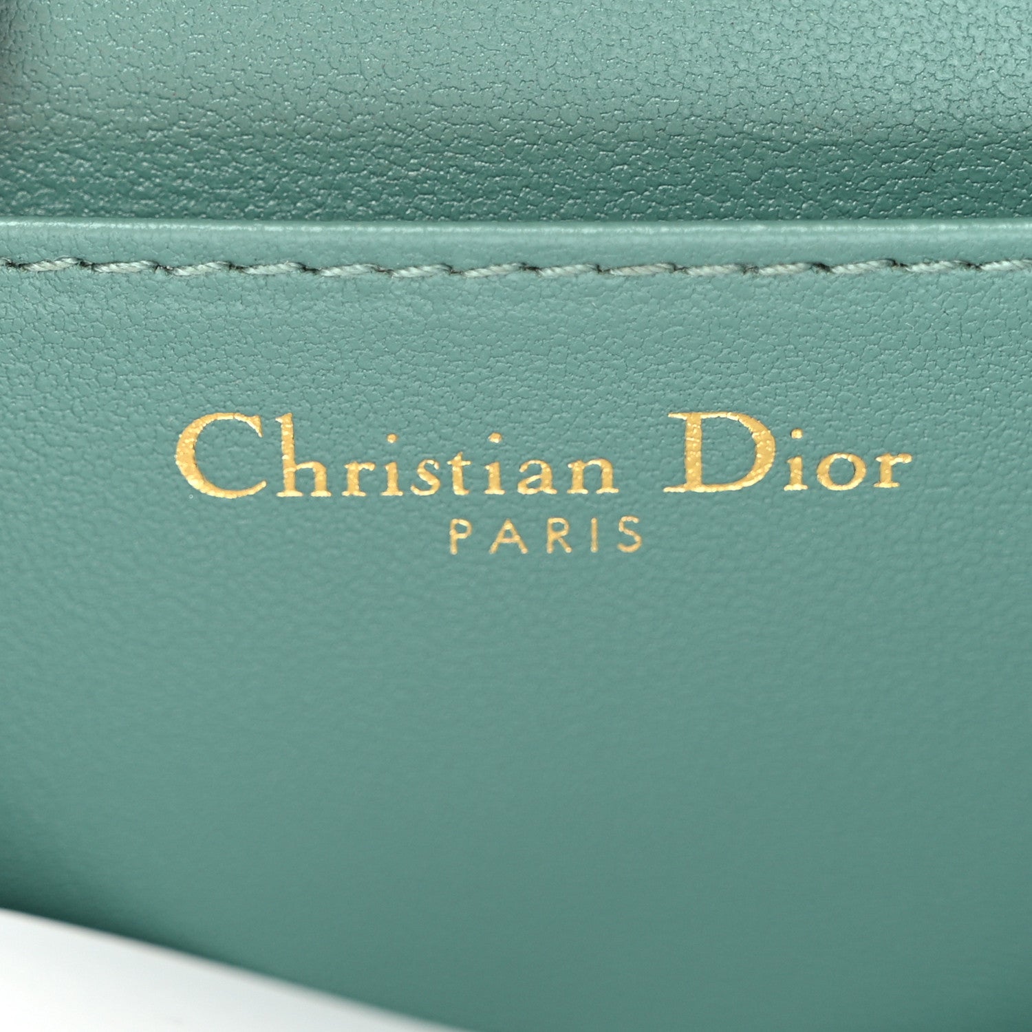 Christian Dior Grained Calfskin Supple Cannage Caro Compact Wallet Vert Tundra 6 of 8