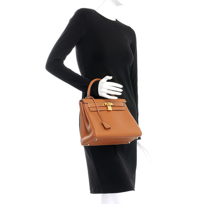 Hermes Taurillon Clemence Retourne Horseshoe Kelly 28 Gold 3 of 40
