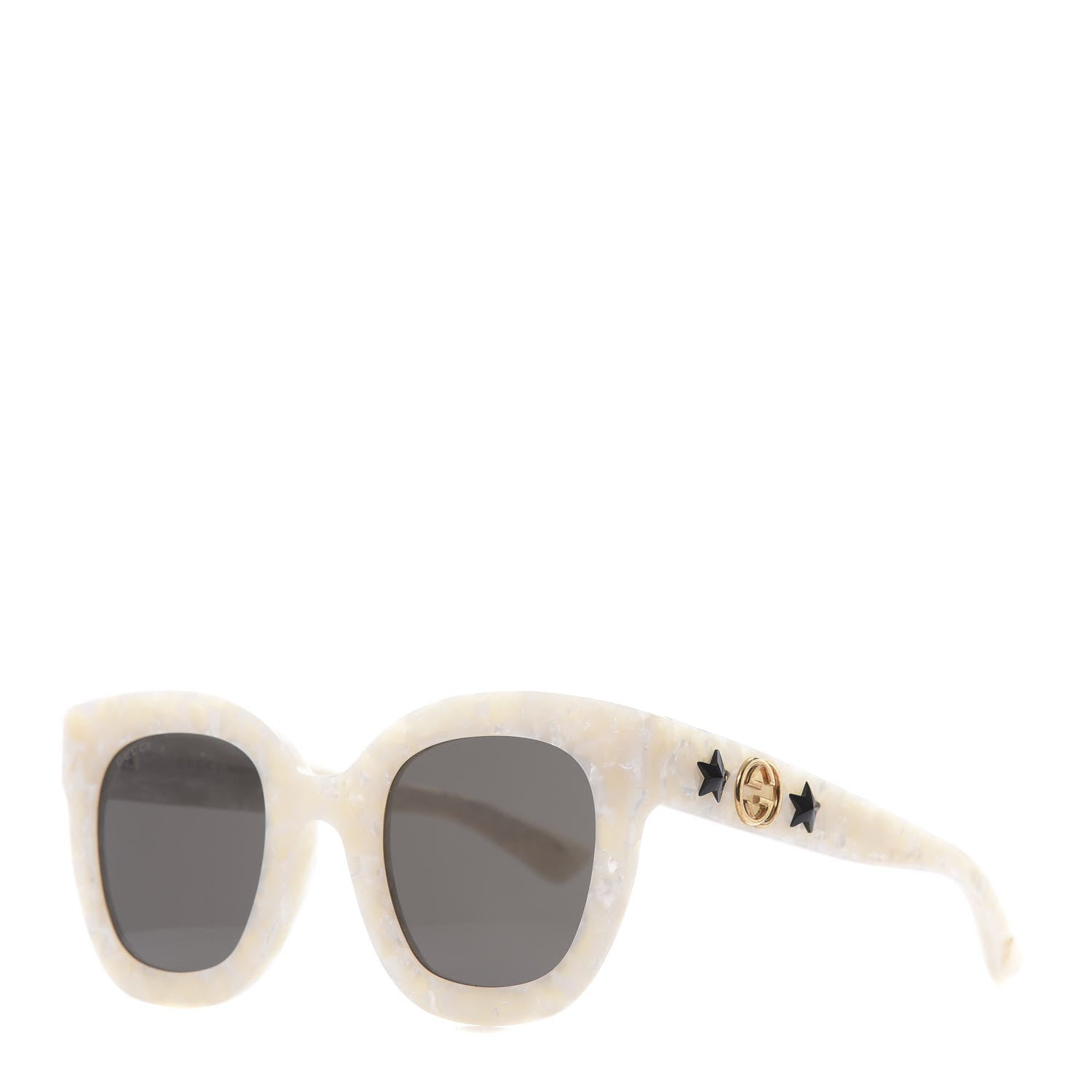 Gucci Round Frame Star Sunglasses GG0208S White 1 of 8