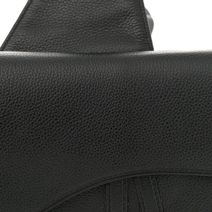 Christian Dior Grained Calfskin Mens Saddle Bag Black 8 of 14