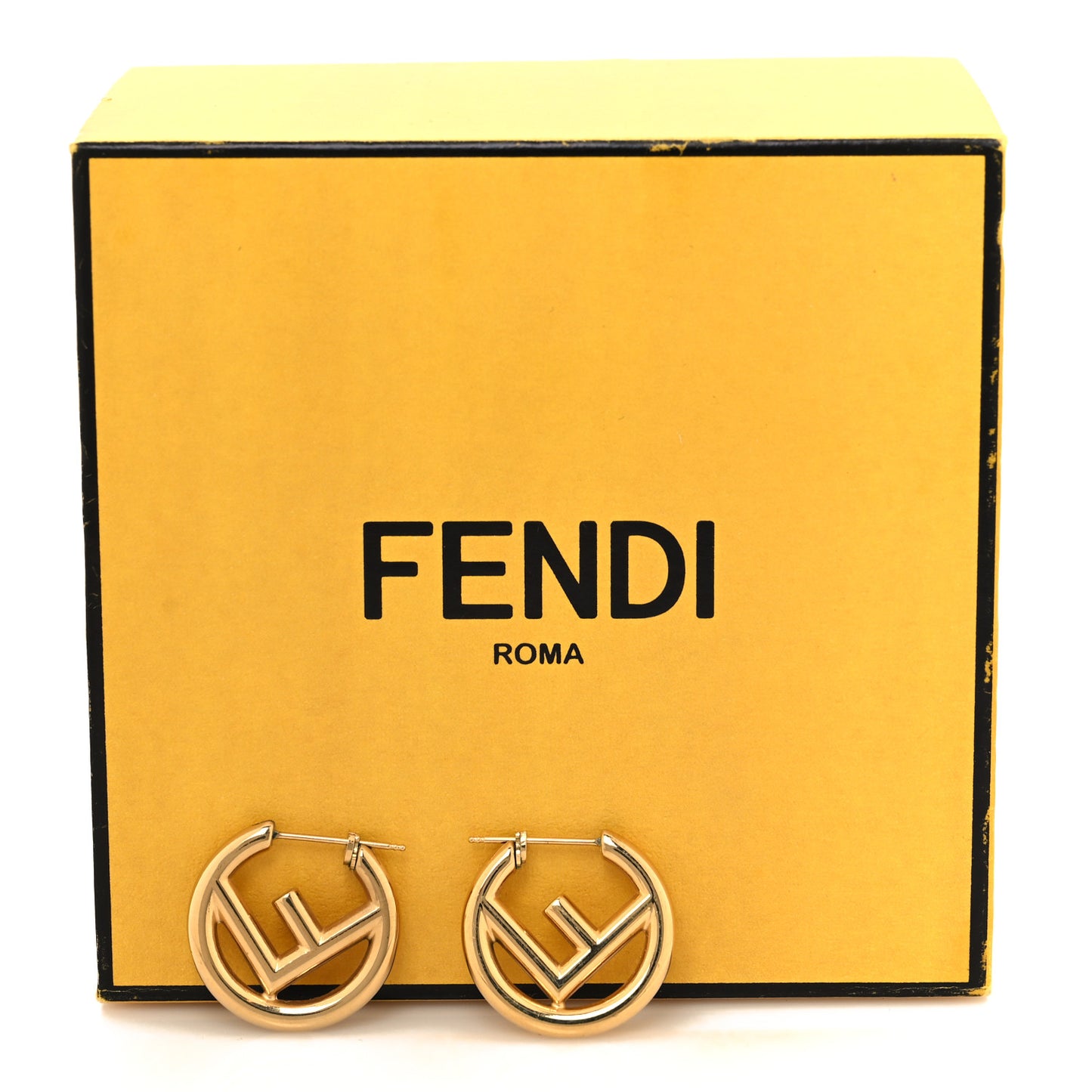 Metal FF Hoop Earrings Gold
