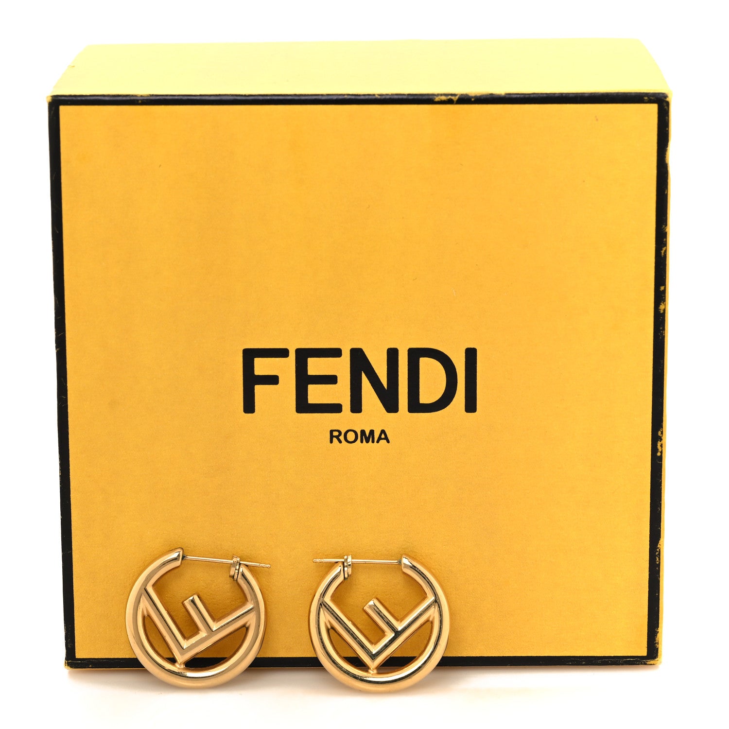 Fendi Metal FF Hoop Earrings Gold 5 of 5