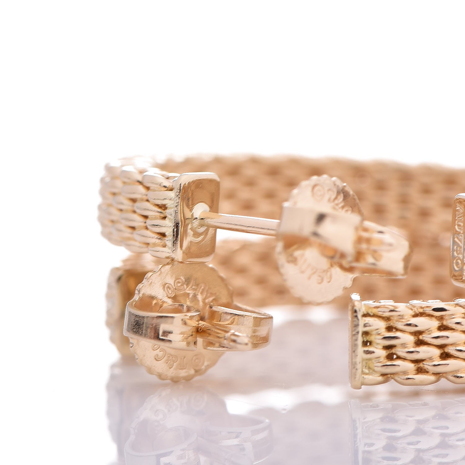 Tiffany 18K Yellow Gold Medium Somerset Mesh Hoop Earrings 3 of 4