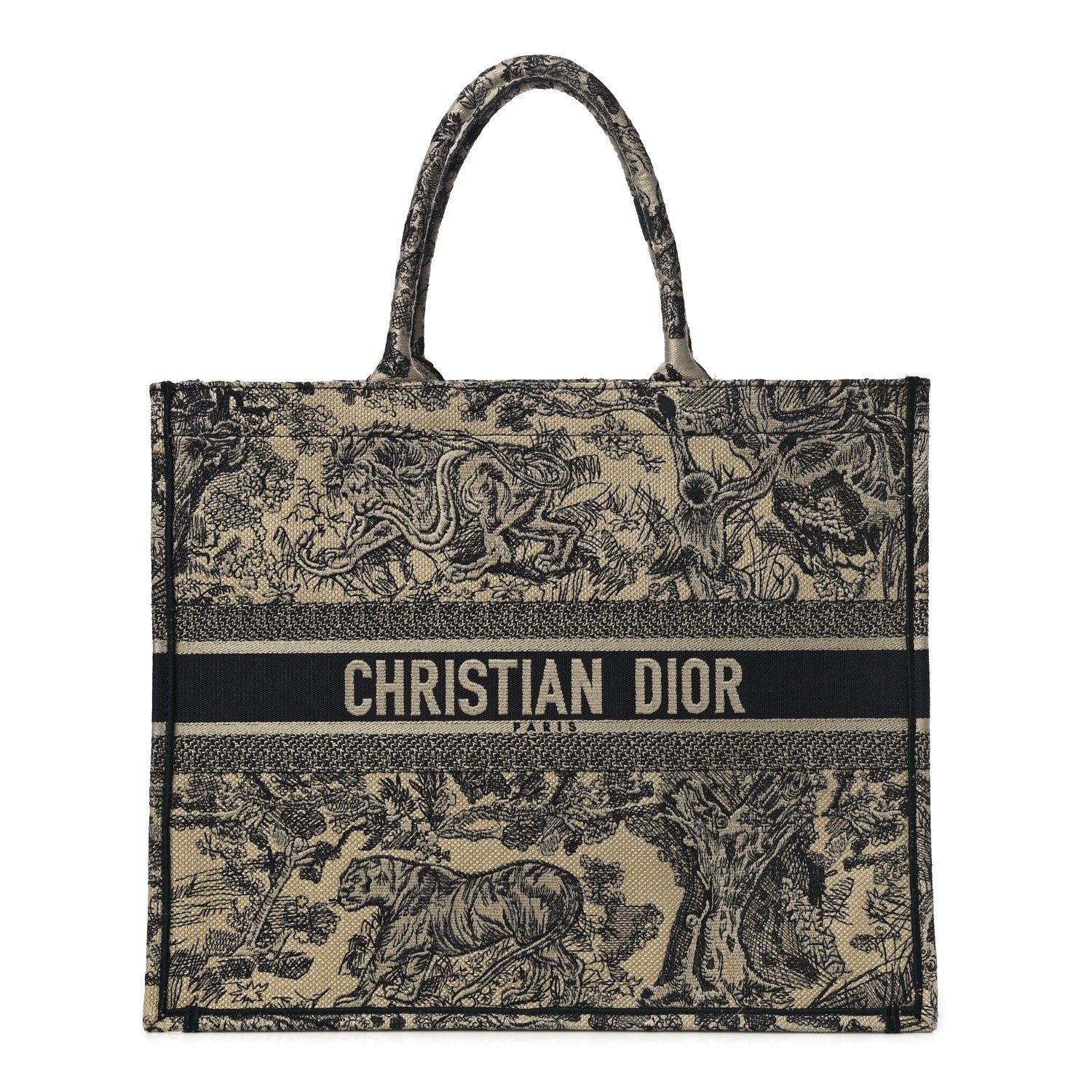 Christian Dior Canvas Embroidered Large Dioriviera Toile De Jouy Book Tote Black 1 of 9