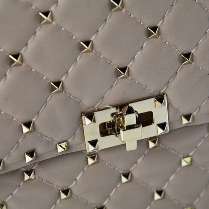 Valentino Garavani Nappa Large Rockstud Spike Shoulder Bag Poudre 12 of 14