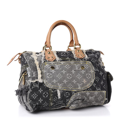 Louis Vuitton Denim Patchwork Speedy 30 Grey 3 of 10