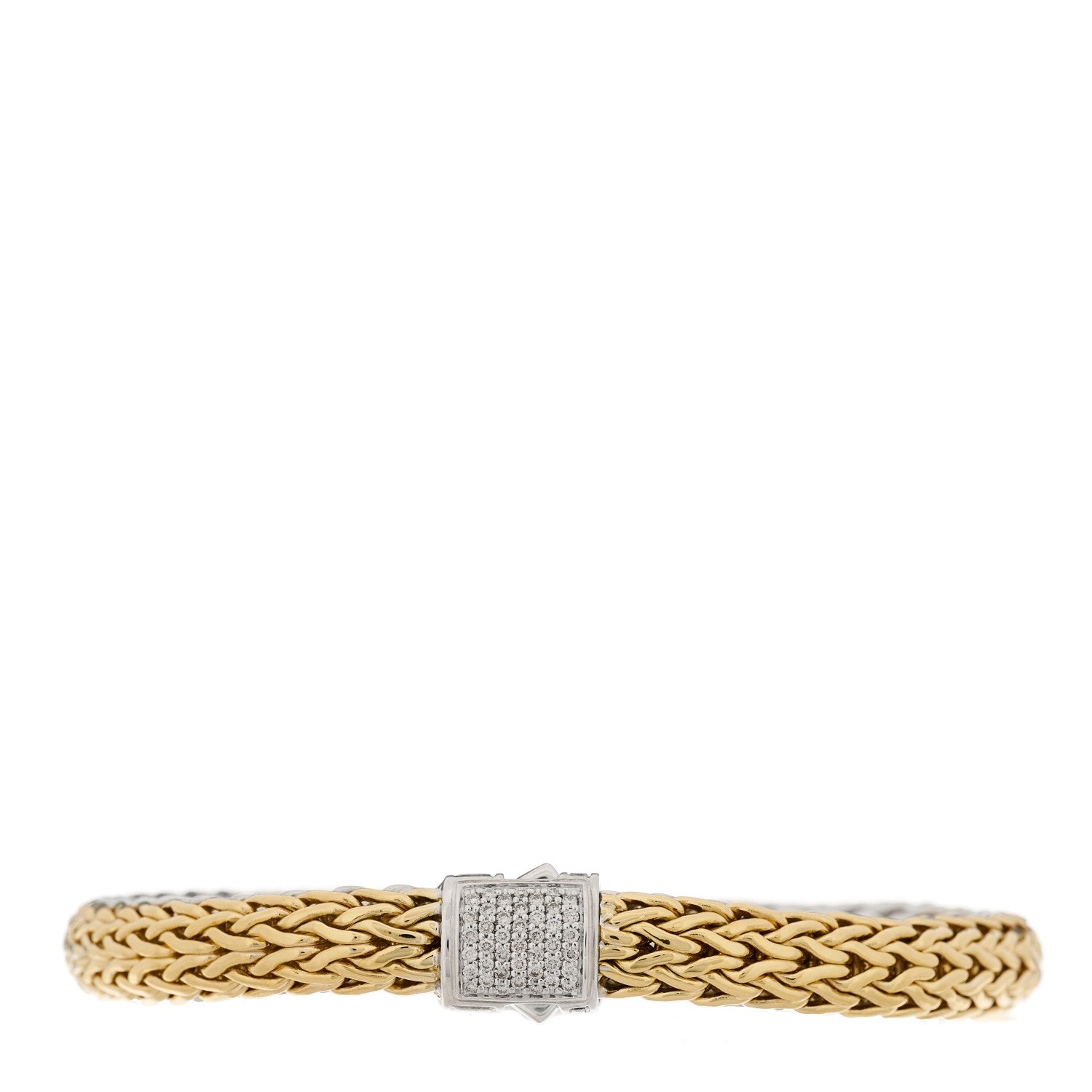 John Hardy Sterling Silver 18K Yellow Gold Diamond 7.5mm Icon Bracelet 1 of 4