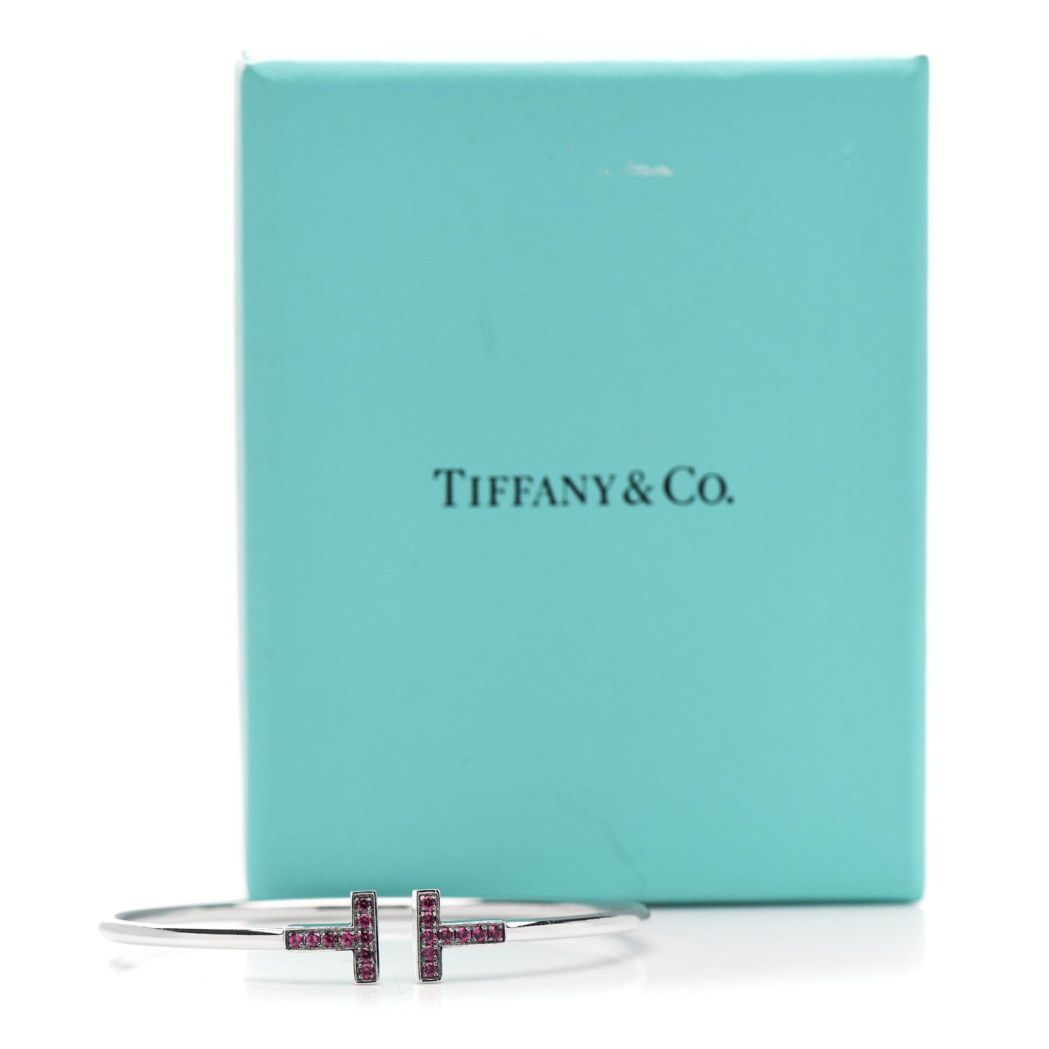 Tiffany 18K White Gold Ruby T Wire Bracelet 5 of 5